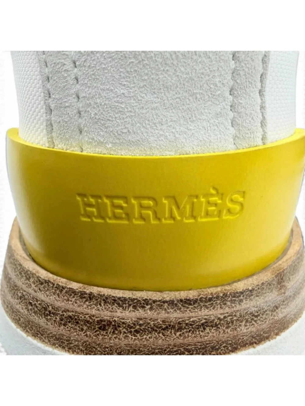 Hermes Drive Suede Leather Low-Top Sneakers White
